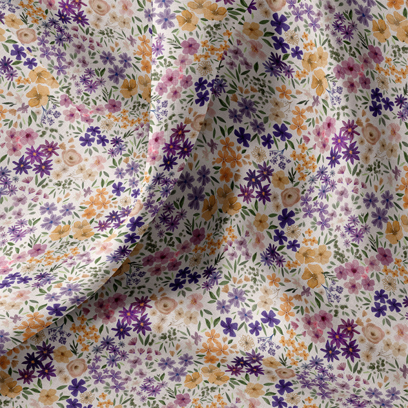 Printed Cotton ROMANE Ecru / Yellow